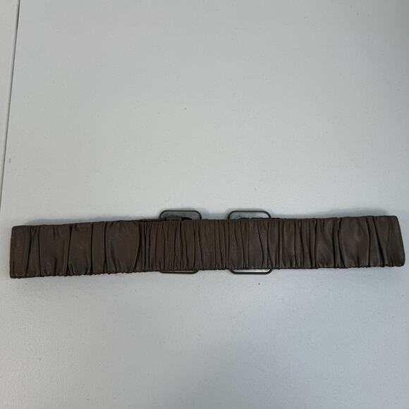 Vtg Astor Belt West Germany Taupe‎ Tan Leather Elastic Waist Belt Cinch Stretch main image 6